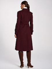 أحمر - Jolie Moi Military Asymmetrical Button Jacket - Image 2 of 6