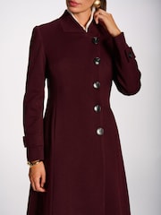 أحمر - Jolie Moi Military Asymmetrical Button Jacket - Image 3 of 6