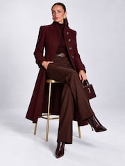 أحمر - Jolie Moi Military Asymmetrical Button Jacket - Image 4 of 6