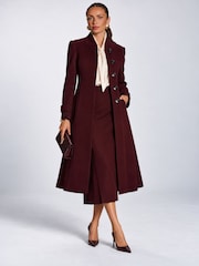 أحمر - Jolie Moi Military Asymmetrical Button Jacket - Image 5 of 6