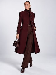 أحمر - Jolie Moi Military Asymmetrical Button Jacket - Image 6 of 6