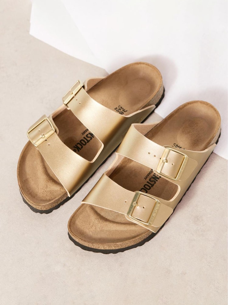 Birkenstock Gold Metallic Arizona Birko Flor Sandals - Image 1 of 6