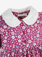 JoJo Maman Bébé Berry Pink Mouse Floral Peter Pan Dress - Image 2 of 2