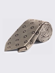 MOSS Dark Neutral Silk Square Geometric Tie - Image 1 of 2