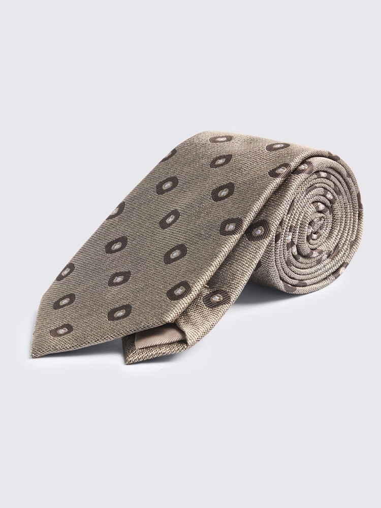 MOSS Dark Neutral Silk Square Geometric Tie - Image 1 of 2