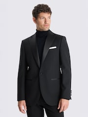 Chaqueta de esmoquin de corte estándar con solapas de muesca y mezcla de lana de MOSS - Imagen 1 de 5