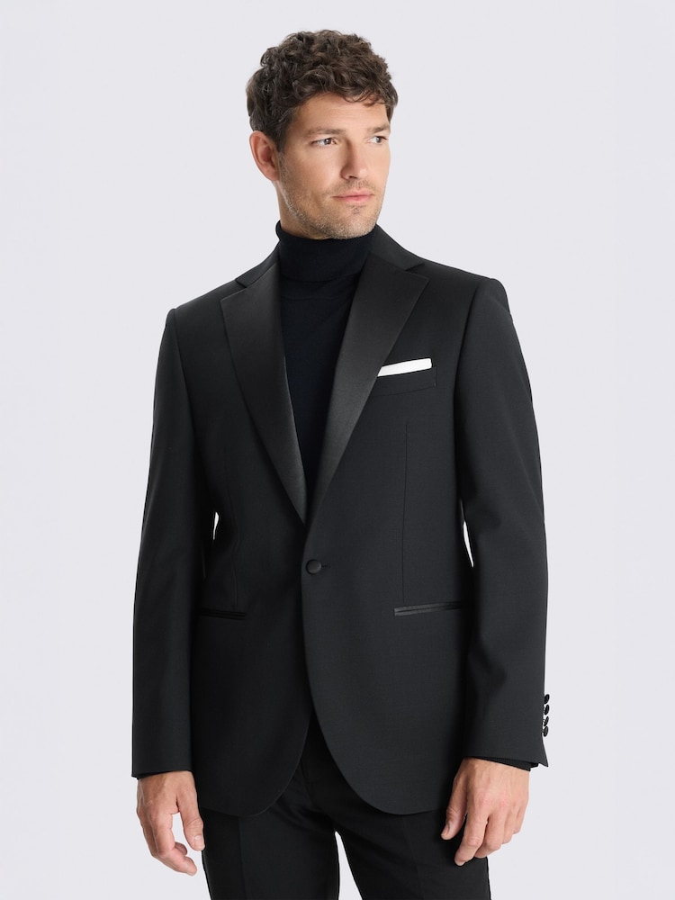 Chaqueta de esmoquin de corte estándar con solapas de muesca y mezcla de lana de MOSS - Imagen 1 de 5