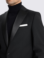 Chaqueta de esmoquin de corte estándar con solapas de muesca y mezcla de lana de MOSS - Imagen 4 de 5