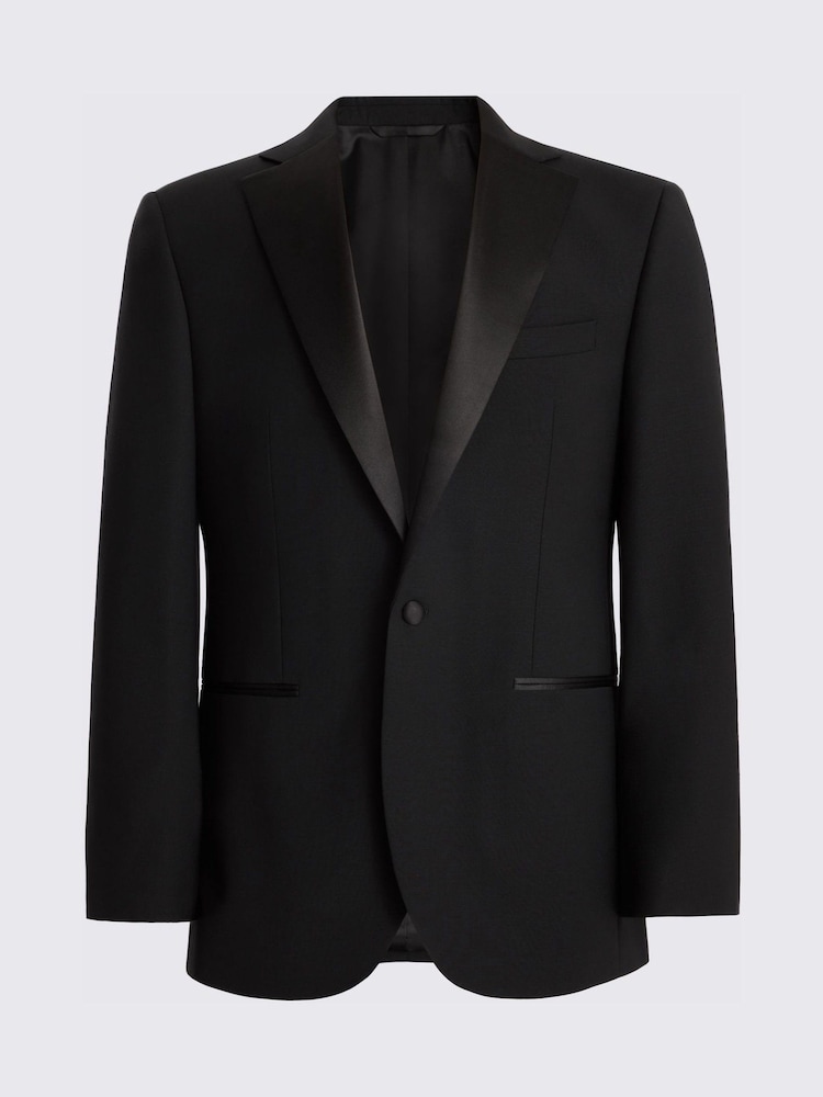 Chaqueta de esmoquin de corte estándar con solapas de muesca y mezcla de lana de MOSS - Imagen 5 de 5