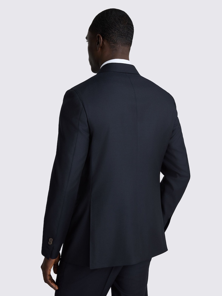 MOSS Navy Blue Double Breasted Tailored Fit Twill Italian Suit Jacket - Image 2 of 5