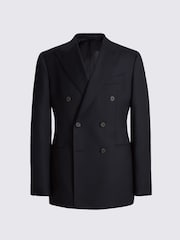 MOSS Navy Blue Double Breasted Tailored Fit Twill Italian Suit Jacket - Image 5 of 5