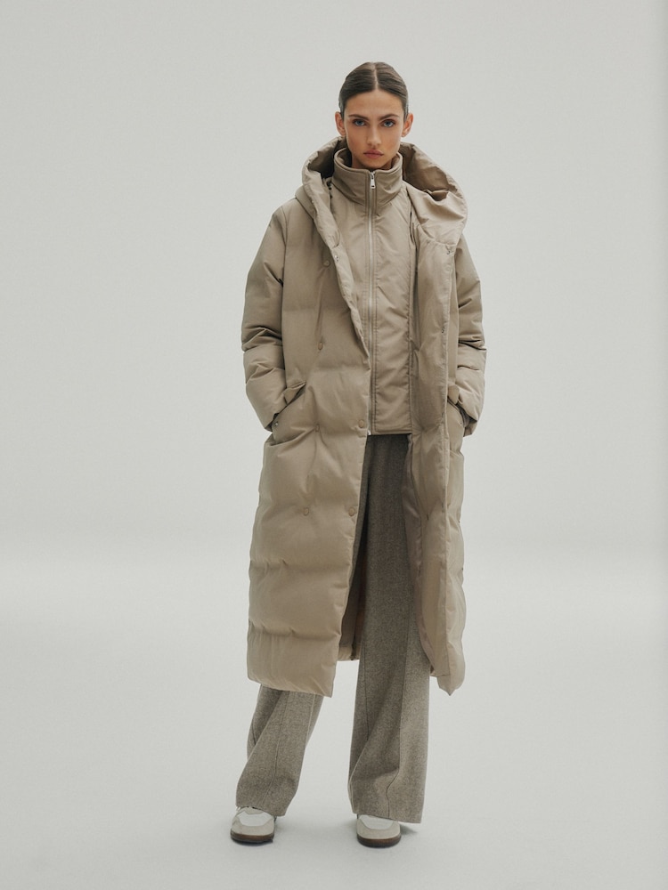 Neutral Longline Shower Resistant Padded Hooded Coat - Image 1 of 9