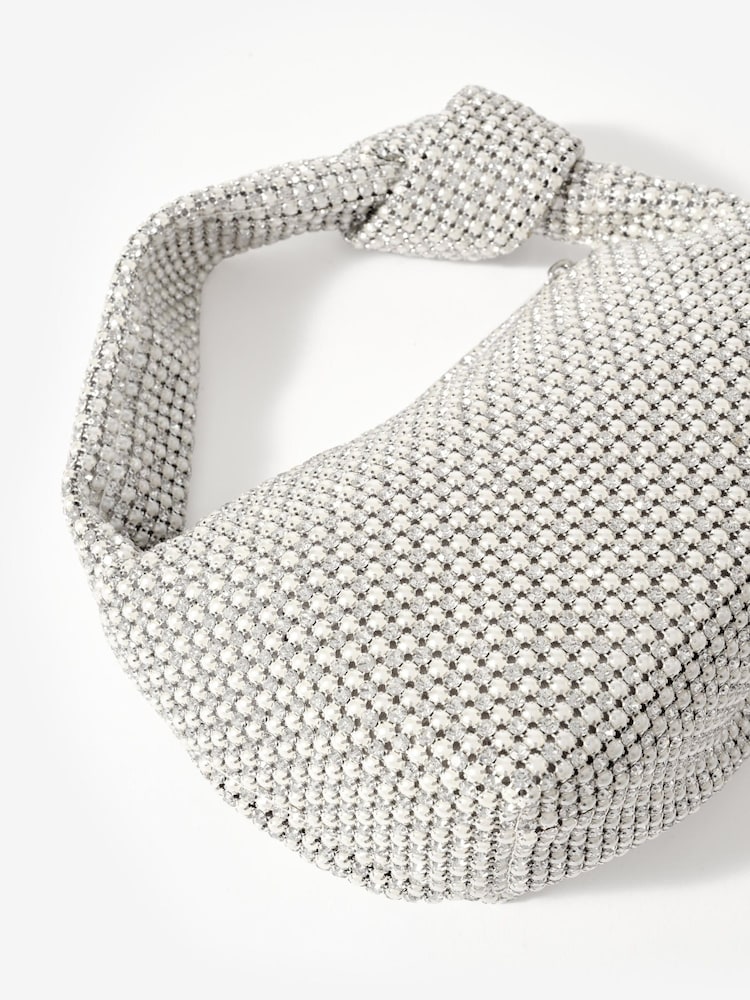 Mint Velvet Silver Kay Diamante Clutch Bag - Image 5 of 5 Mint Velvet Silver Kay Diamante Clutch Bag - Image 5 of 5