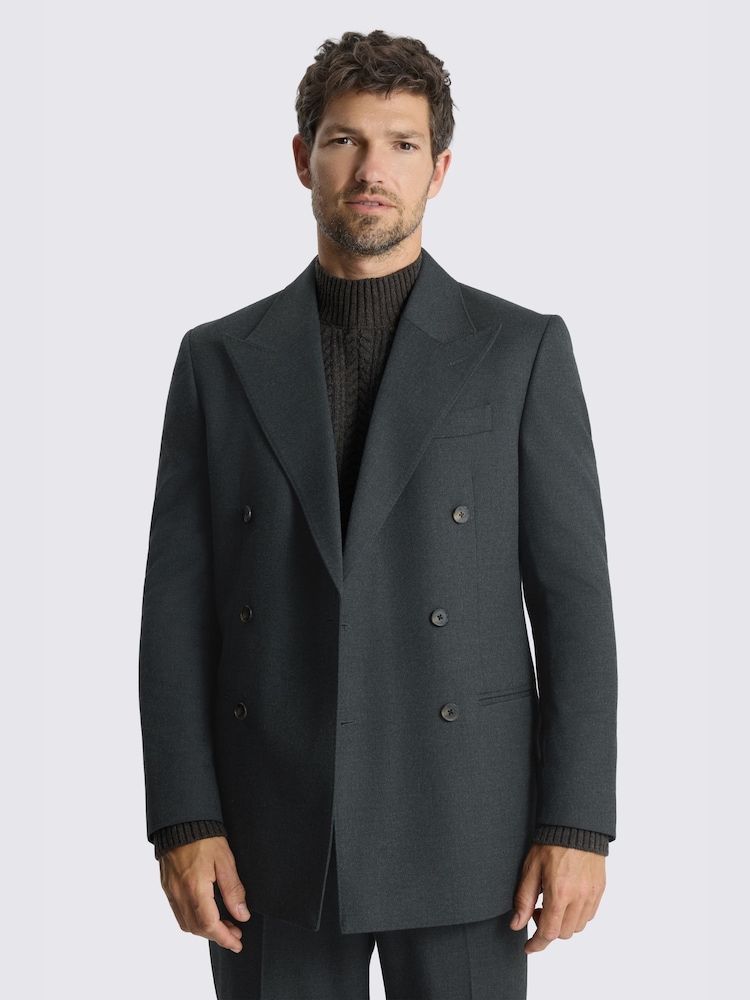 MOSS Grey Relaxed Fit Flannel Suit Jacket - Image 1 of 4