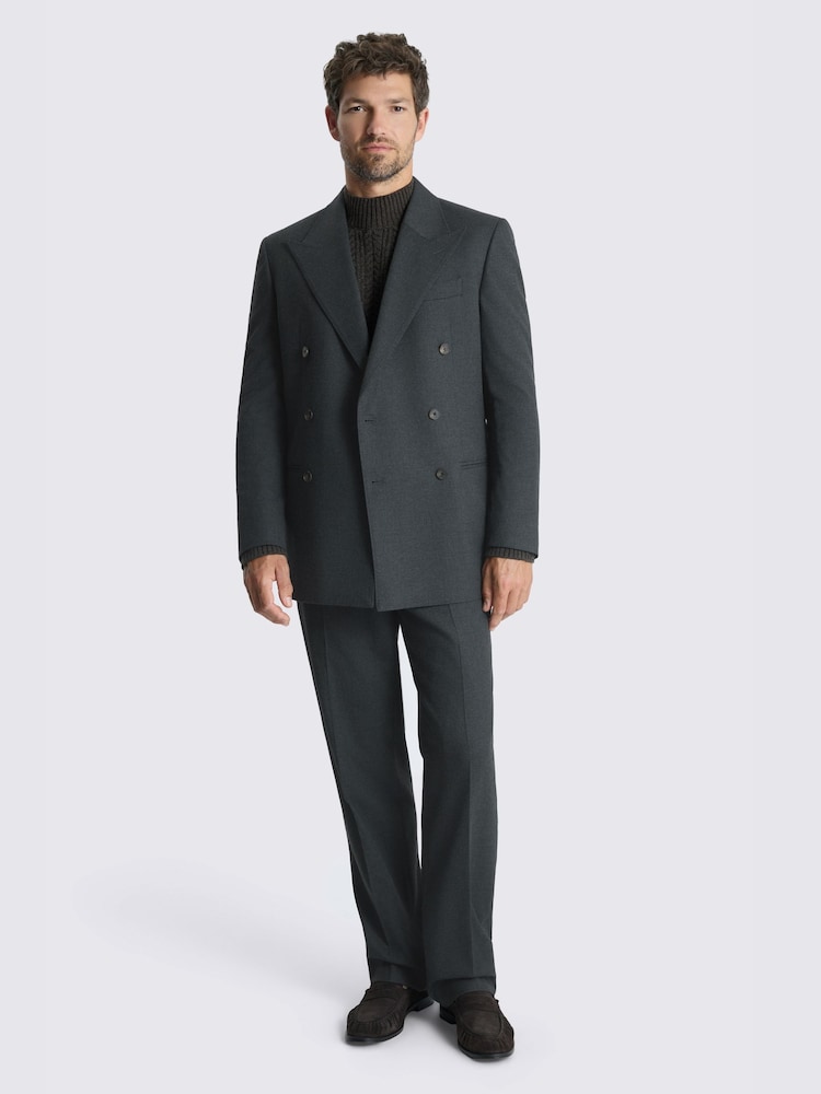 MOSS Grey Relaxed Fit Flannel Suit Jacket - Image 2 of 4