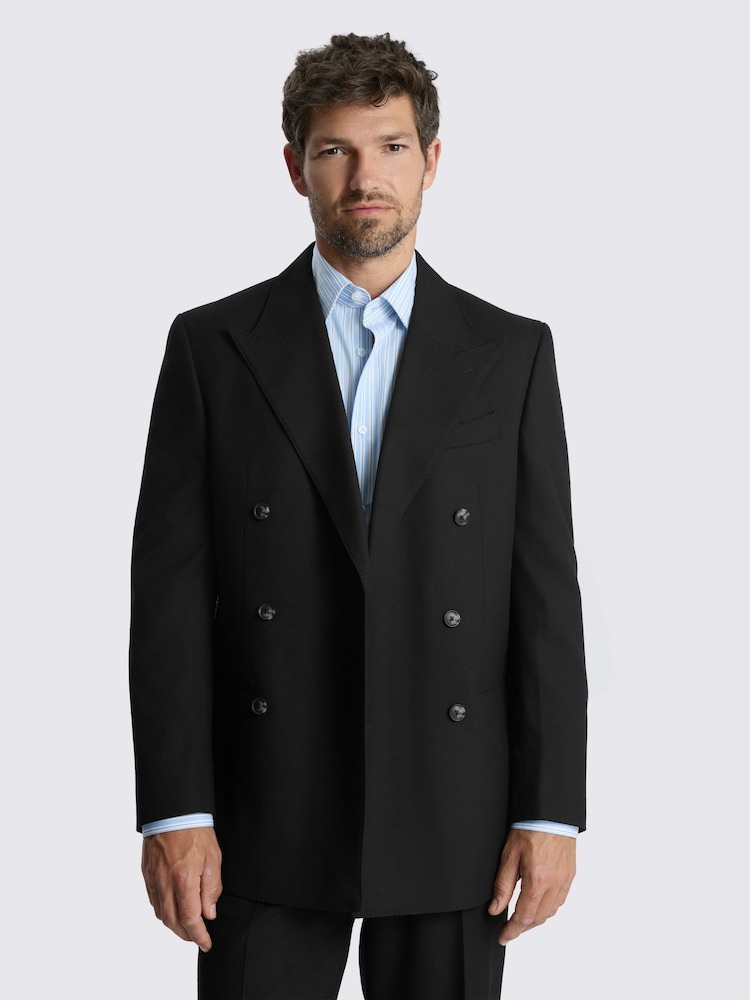 MOSS Black Relaxed Fit Flannel Suit Jacket - Image 1 of 5 MOSS Black Relaxed Fit Flannel Suit Jacket - Image 1 of 5