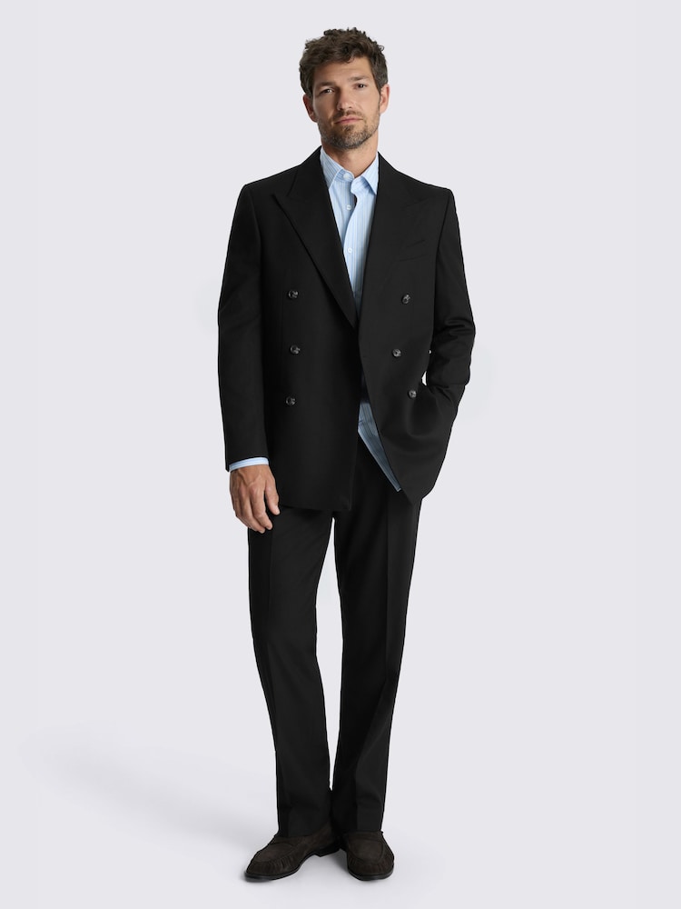 MOSS Black Relaxed Fit Flannel Suit Jacket - Image 2 of 5 MOSS Black Relaxed Fit Flannel Suit Jacket - Image 2 of 5
