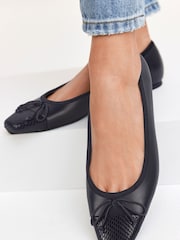 marine - Ballerines Forever Comfort® en cuir à bout carré - Image 1 of 7