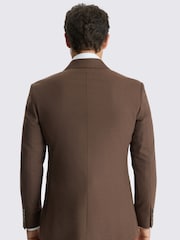 MOSS Chestnut Brown Slim Fit Flannel Double Breasted Suit Jacket - Image 3 of 4