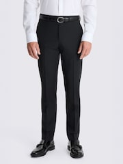 MOSS Black Tailored Fit Wool Blend Performance Suit Trousers - Image 1 of 3