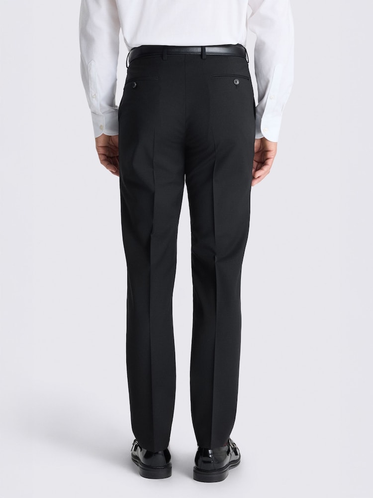 MOSS Black Tailored Fit Wool Blend Performance Suit Trousers - Image 2 of 3 MOSS Black Tailored Fit Wool Blend Performance Suit Trousers - Image 2 of 3