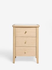 Light Natural Clementine Oak Veneer 3 Drawer Bedside Table - Image 4 of 8