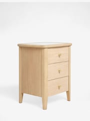 Light Natural Clementine Oak Veneer 3 Drawer Bedside Table - Image 5 of 8