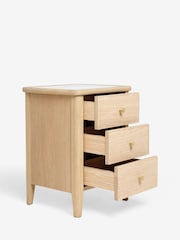 Light Natural Clementine Oak Veneer 3 Drawer Bedside Table - Image 6 of 8