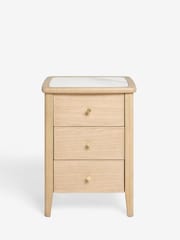Light Natural Clementine Oak Veneer 3 Drawer Bedside Table - Image 7 of 8