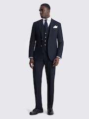 MOSS Navy Blue Tailored Fit Stripe Suit Jacket - Image 2 of 7