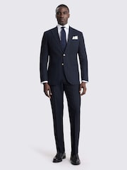 MOSS Navy Blue Tailored Fit Stripe Suit Jacket - Image 4 of 7