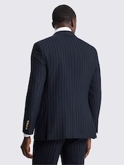 MOSS Navy Blue Tailored Fit Stripe Suit Jacket - Image 6 of 7
