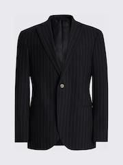 MOSS Navy Blue Tailored Fit Stripe Suit Jacket - Image 7 of 7