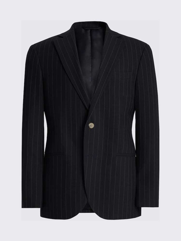 MOSS Navy Blue Tailored Fit Stripe Suit Jacket - Image 7 of 7 MOSS Navy Blue Tailored Fit Stripe Suit Jacket - Image 7 of 7