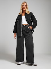 Yours Curve Black 100% Cotton Limited Utility Bomber Jacket - Image 2 of 4