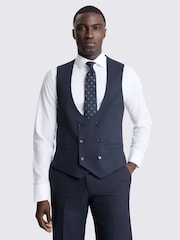 MOSS Blue Tailored Fit Puppytooth Waistcoat - Image 1 of 3