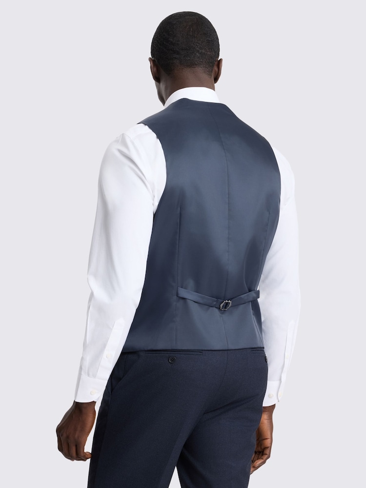 MOSS Blue Tailored Fit Puppytooth Waistcoat - Image 2 of 3 MOSS Blue Tailored Fit Puppytooth Waistcoat - Image 2 of 3
