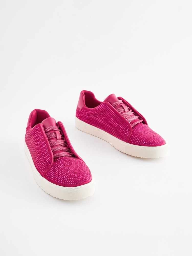Pink Forever Comfort® Bling Chunky Lace-Up Trainers - Image 1 of 5