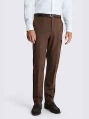 MOSS Chestnut Brown Slim Fit Flannel Suit Trousers - Image 1 of 3
