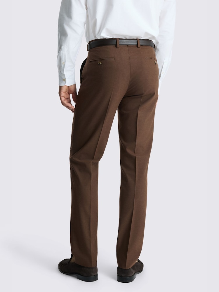 MOSS Chestnut Brown Slim Fit Flannel Suit Trousers - Image 2 of 3 MOSS Chestnut Brown Slim Fit Flannel Suit Trousers - Image 2 of 3