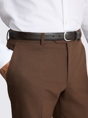 MOSS Chestnut Brown Slim Fit Flannel Suit Trousers - Image 3 of 3