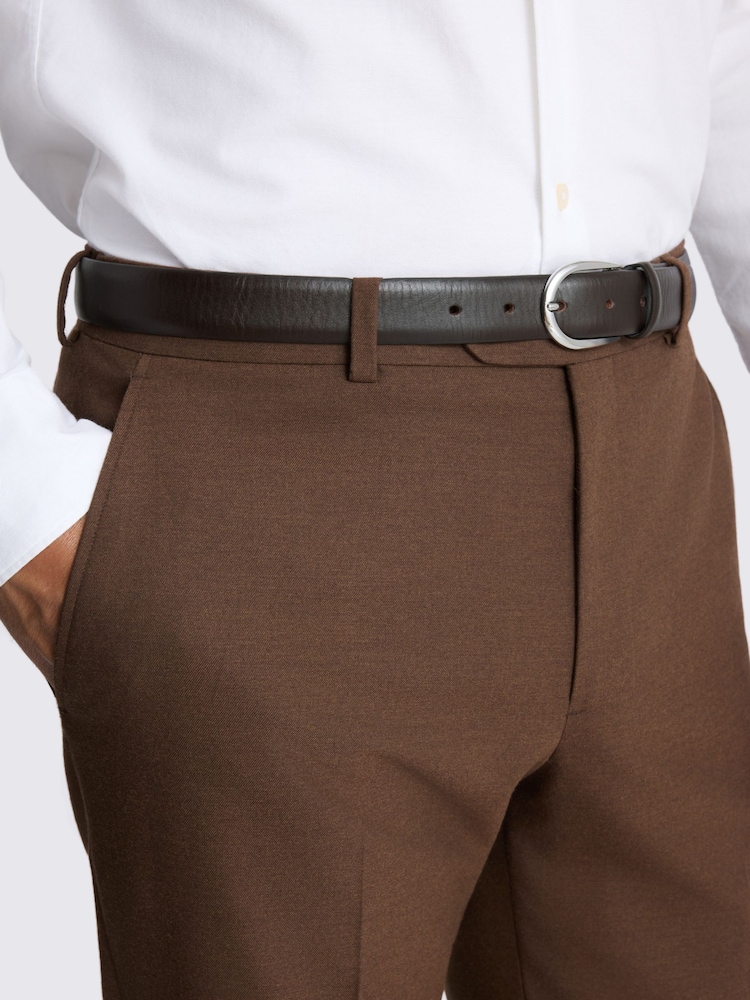 MOSS Chestnut Brown Slim Fit Flannel Suit Trousers - Image 3 of 3 MOSS Chestnut Brown Slim Fit Flannel Suit Trousers - Image 3 of 3