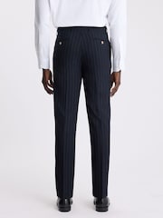 MOSS Navy Blue Tailored Fit Stripe Suit Trousers - Image 2 of 3