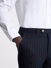 MOSS Navy Blue Tailored Fit Stripe Suit Trousers - Image 3 of 3