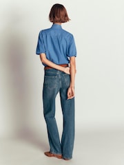 Boden Tie Neck Denim Top - 4의 이미지 3