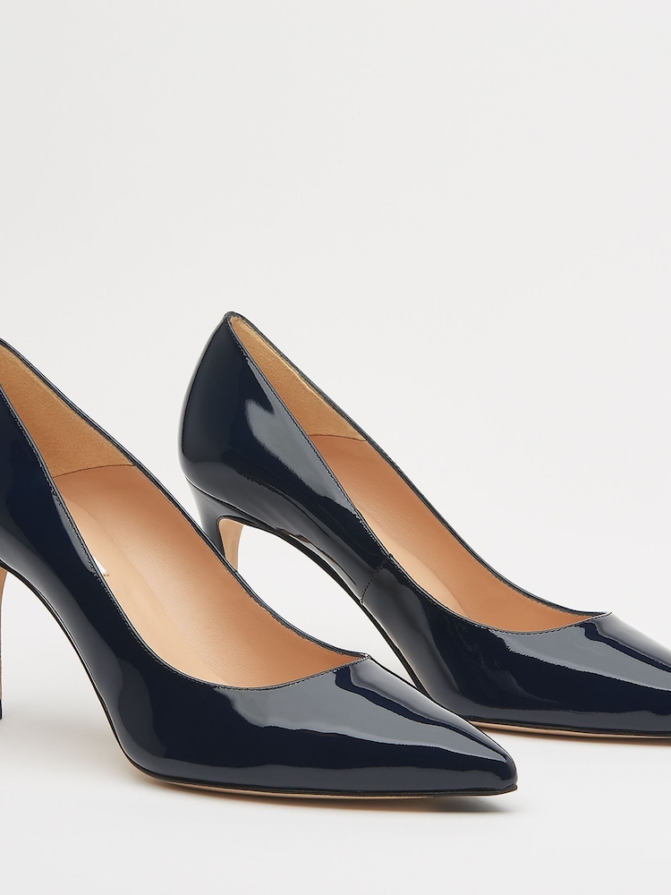 LK Bennett Navy Blue Tilly Pointed Ballerina Flats - Image 2 of 4