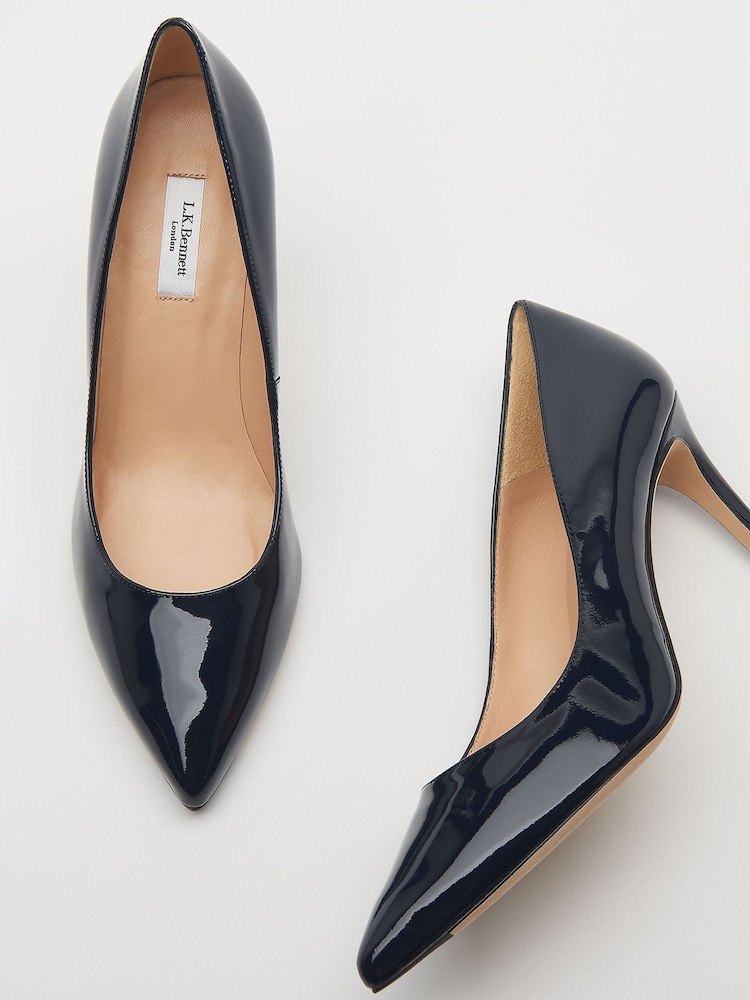 LK Bennett Navy Blue Tilly Pointed Ballerina Flats - Image 4 of 4
