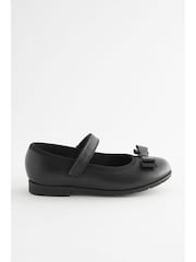 Black Matt Narrow Fit (E) School Leather Bow Mary Jane Shoes - Image 3 of 7