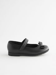 Black Matt Narrow Fit (E) School Leather Bow Mary Jane Shoes - Image 4 of 7