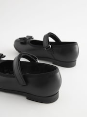 Black Matt Narrow Fit (E) School Leather Bow Mary Jane Shoes - Image 5 of 7